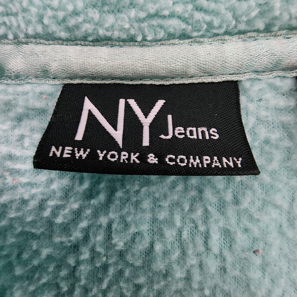 New York & Company Sweater Women's M Quarter Zip Mock Neck Light Blue Preppy - Picture 4 of 8